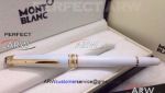 Perfect Replica Montblanc Gold Clip White And Black Meisterstuck Rollerball Pen
